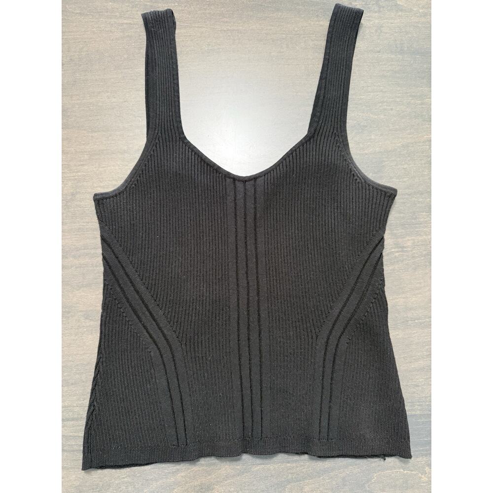 White House Black Market Rib Knit Black Sweater Tank Top Size Medium